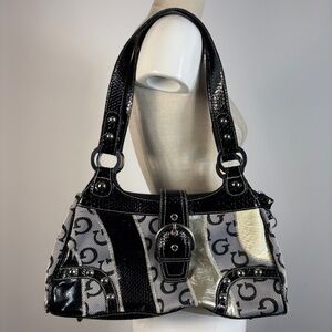 Giani Bernini Black Patent Embossed G Logo Purse - Signature Shoulder Bag